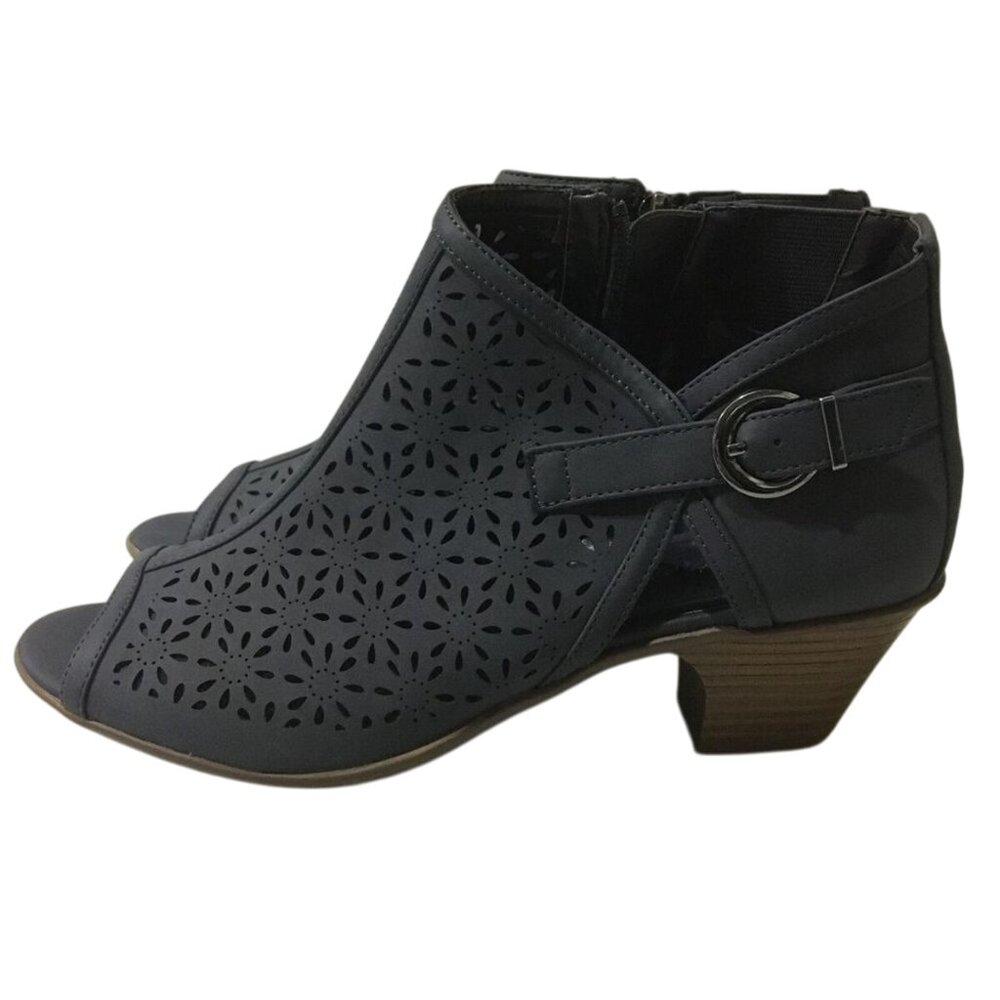 EASY STREET NAVY BLUE‎ ANKLE BOOT SANDALS 10 N (NARROW)-NICE!